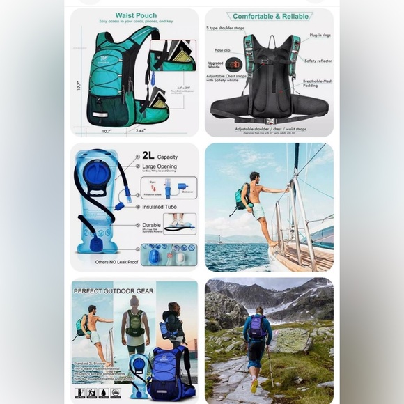 Mothybot Hiking Outdoor Insulated 2L liquid bladder water resistant Backpack - Picture 5 of 6